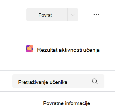 Snimka zaslona rezultata aktivnosti učenja.