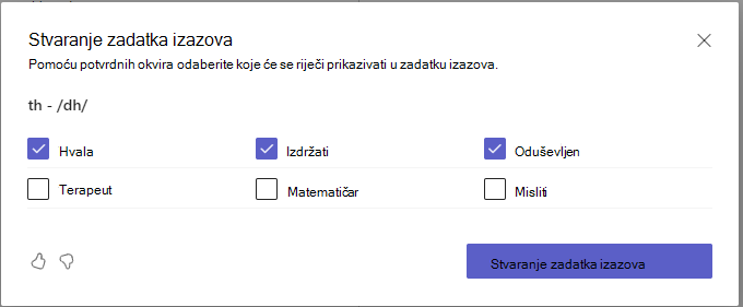 Snimka zaslona izazova.