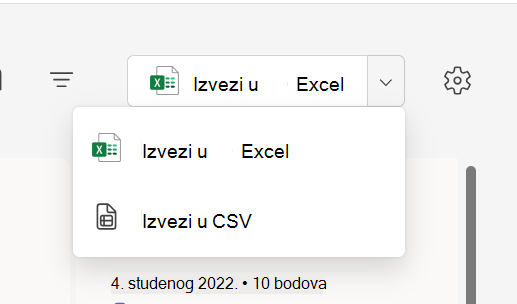 Snimka zaslona izvoza.