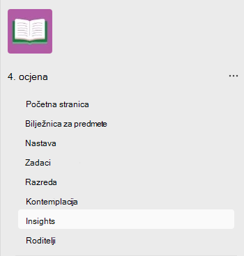 Snimka zaslona koja prikazuje uvide.