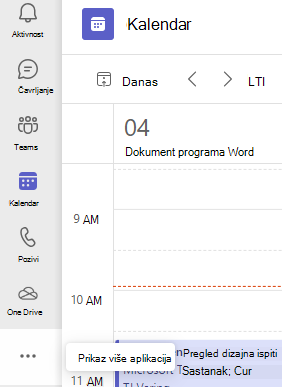 Snimka zaslona koja prikazuje opciju više aplikacija.