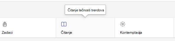 Snimka zaslona na kojoj je prikazana kartica Čitanje.