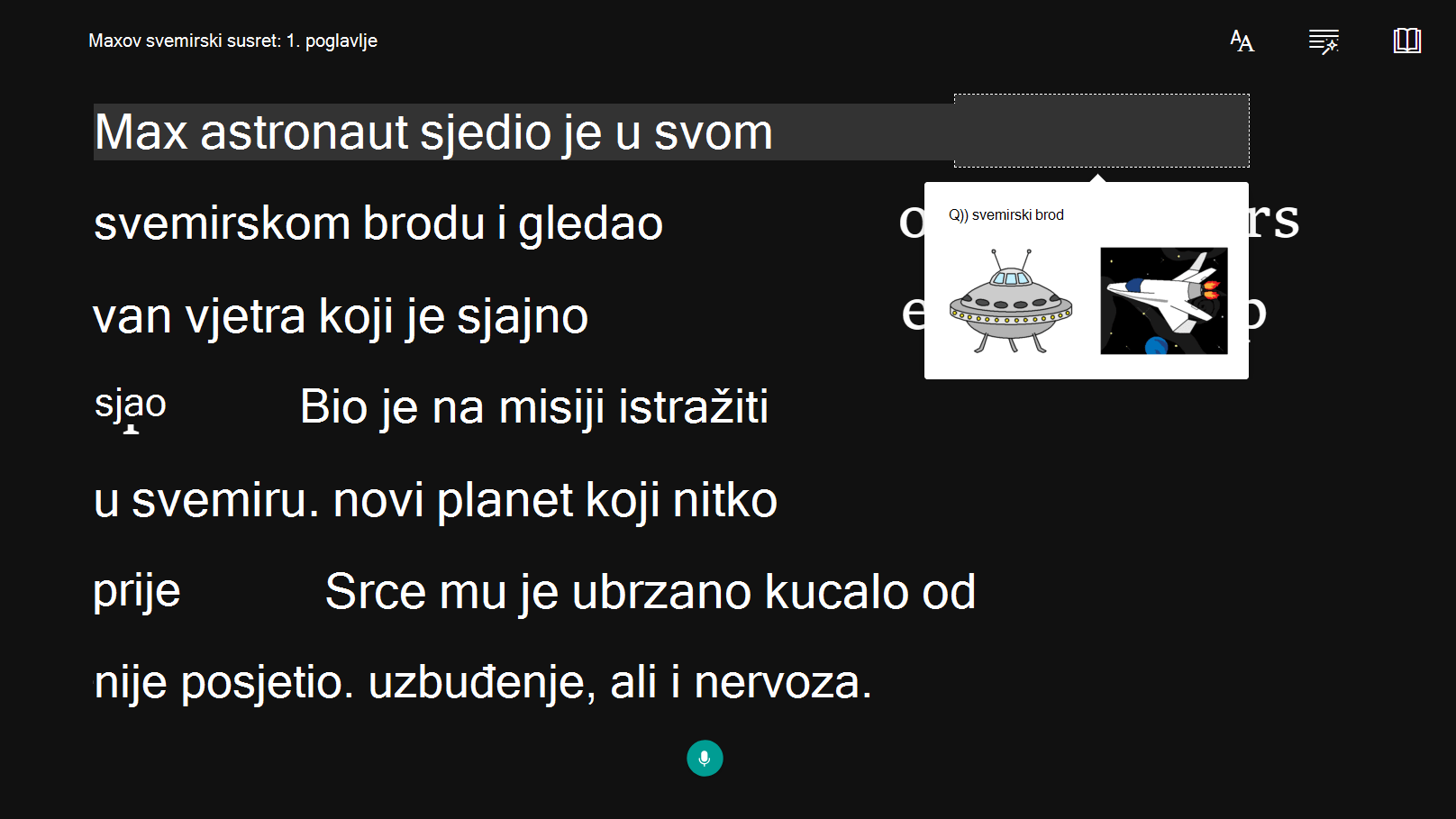Snimka zaslona s mogućnošću pristupačnosti.