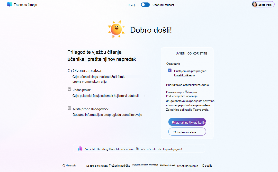 Prilagodba učeničke vježbe čitanja