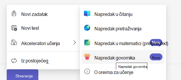 Snimka zaslona Napretka govornika.