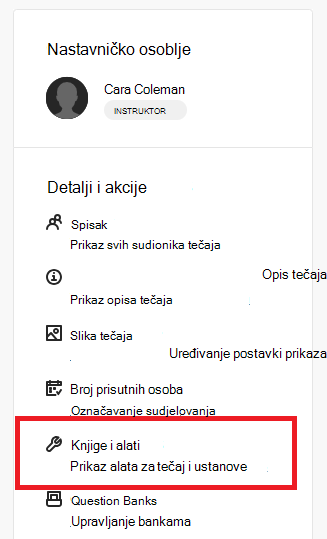 Knjige i alati za Blackboard Veza na Microsoft Education