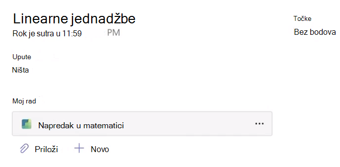 Snimka zaslona zadatka.