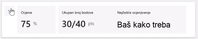 Snimka zaslona s ocjenom.