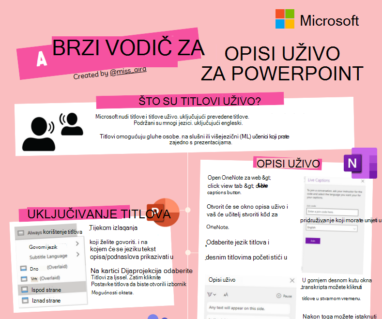Snimka zaslona s natpisima uživo.