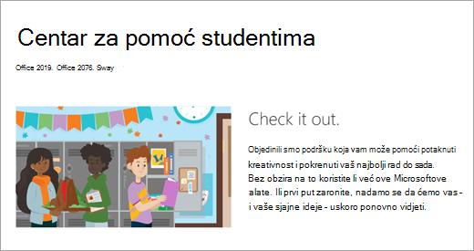 Web-stranica koja sadrži ilustraciju učenika u školi