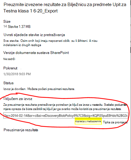 Preuzimanje rezultata