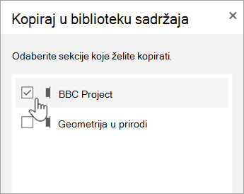 Odaberite sekcije koje želite kopirati.