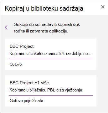 Prikaz raspodijeljenih sekcija.