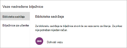 Stvorite veze roditelja i skrbnika na biblioteku sadržaja odabirom mogućnosti