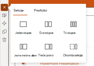 Snimka zaslona s odjeljkom za dodavanje