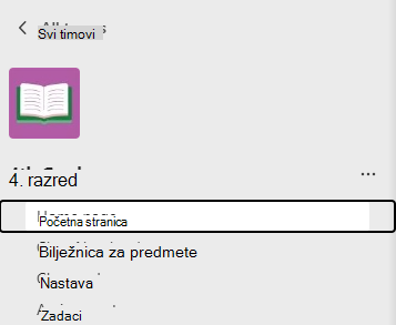 Snimka zaslona početne stranice.