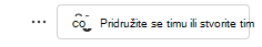 Snimka zaslona pridruživanja timu.