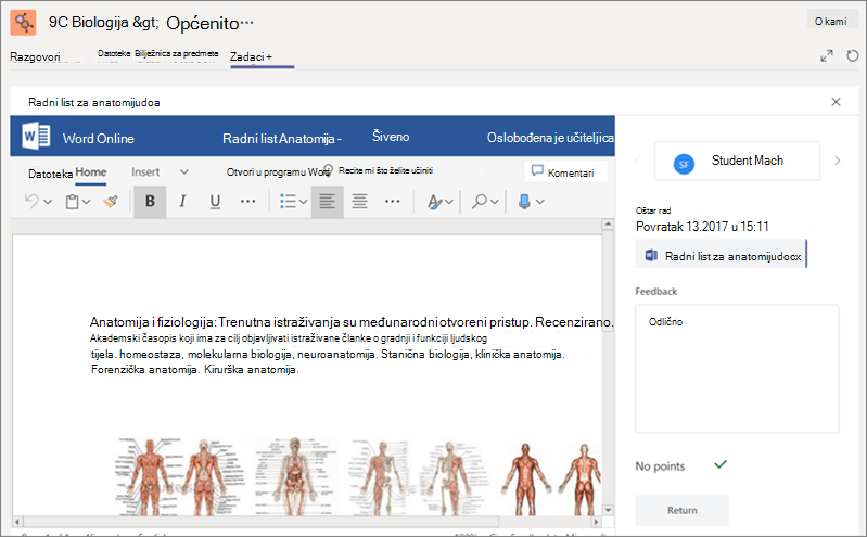 Pregledajte, označite i ocijenite zadatke koje su učenici poslali.