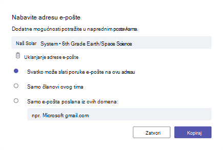 Nabavljanje e-pošte