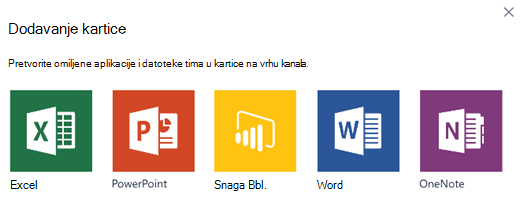 Dodavanje kartica