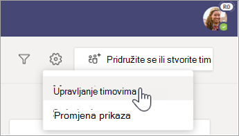 Odaberite Upravljanje timovima.