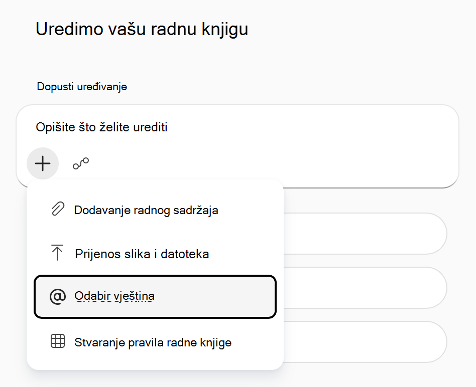 Snimka zaslona izbornika 