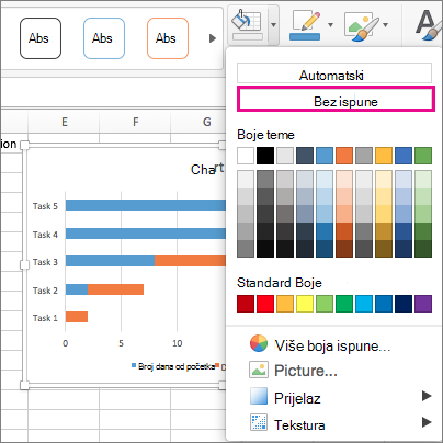 On the Format tab, select Fill, and then click No Fill