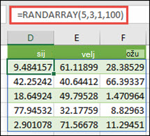 Funkcija RANDARRAY s argumentima Min, Max & decimalnim argumentima