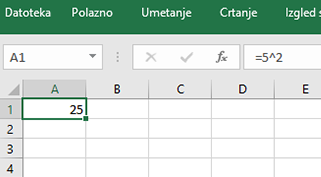 Snimka zaslona koja prikazuje kvadrat rezultata nalazi se u ćeliji.