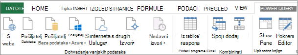 Vrpca Power Query programa Excel 2013