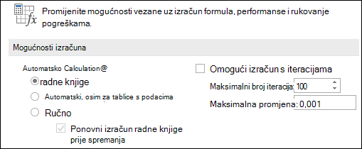 Slika mogućnosti automatskog & ručnog izračuna