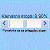 Primjer kontrole klizača na alatnoj traci obrasca