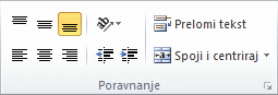 Slika vrpce programa Excel
