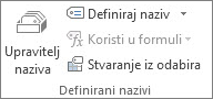 Grupa Definirani nazivi na kartici Formule