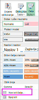 Nova mogućnost stila ćelije