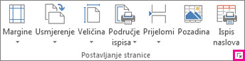 Pokretač dijaloškog okvira u grupi Postavljanje stranice
