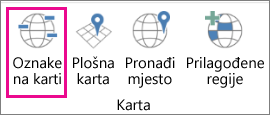 Snimka zaslona na kojoj se prikazuje mogućnost Oznake karti 3D karte.