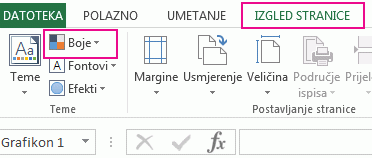 Color button in Theme group on Page Layout tab