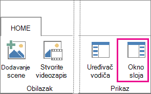 Gumb Okno sloja na kartici Polazno dodatka Power Map