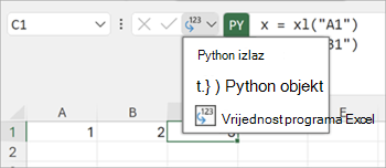 Koristite izbornik izlaza za Python za prebacivanje između vrsta izlaza.