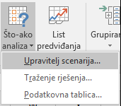 Snimka zaslona s prikazom mogućnosti otvaranja upravitelja scenarija.