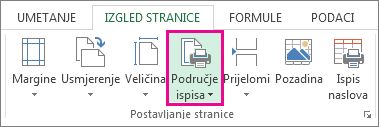 Postavi područje ispisa
