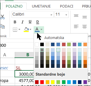 Odabir druge boje teksta