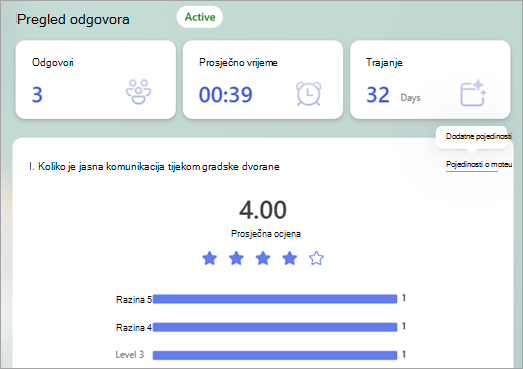 Pregled odgovora sadrži sažetak odgovora s vezama za više detalja da biste lakše istražili pojedinosti svakog odgovora.