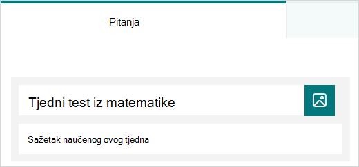 Primjer naslova i opisa testa u programu Microsoft Forms