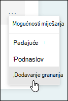 Mogućnost grananja u programu Microsoft Forms