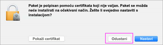 Kliknite Odustani.