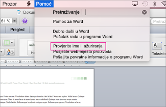 Office for mac menu screenshot