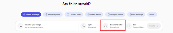Što želite stvoriti zaslon s odabranom slikom i bojom marke &.