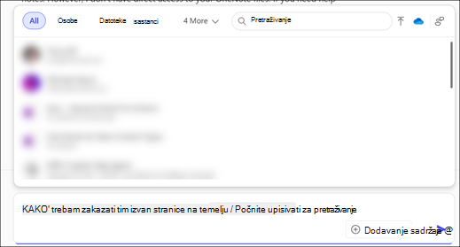 Snimka zaslona izbornika otvorenih referenci.